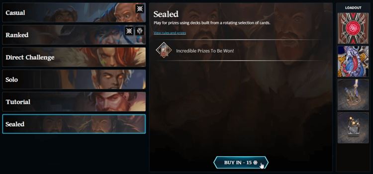 Gods Uchained - Sealed mode - 1 Entry screen